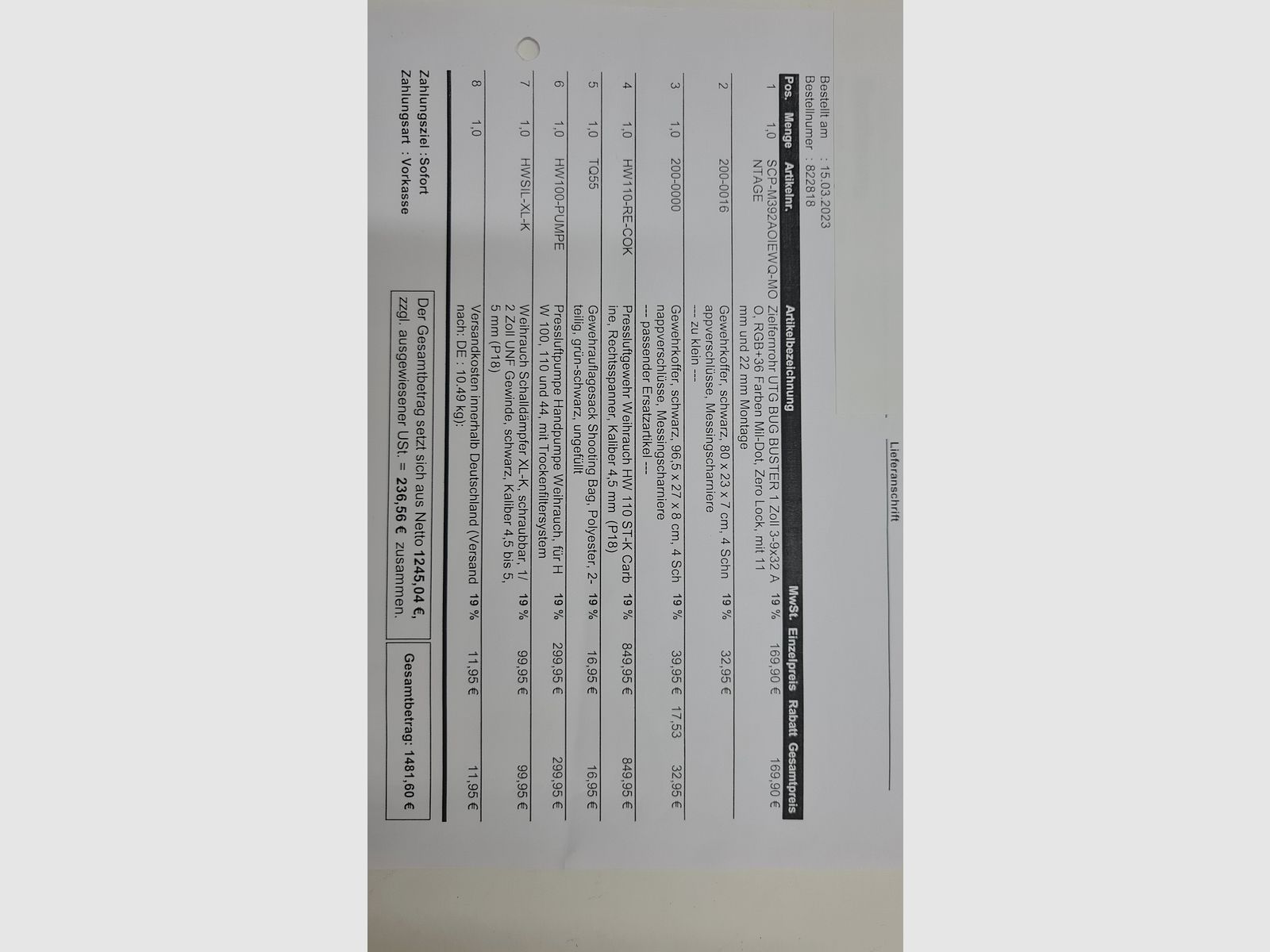 Weihrauch HW 110, neuwertig