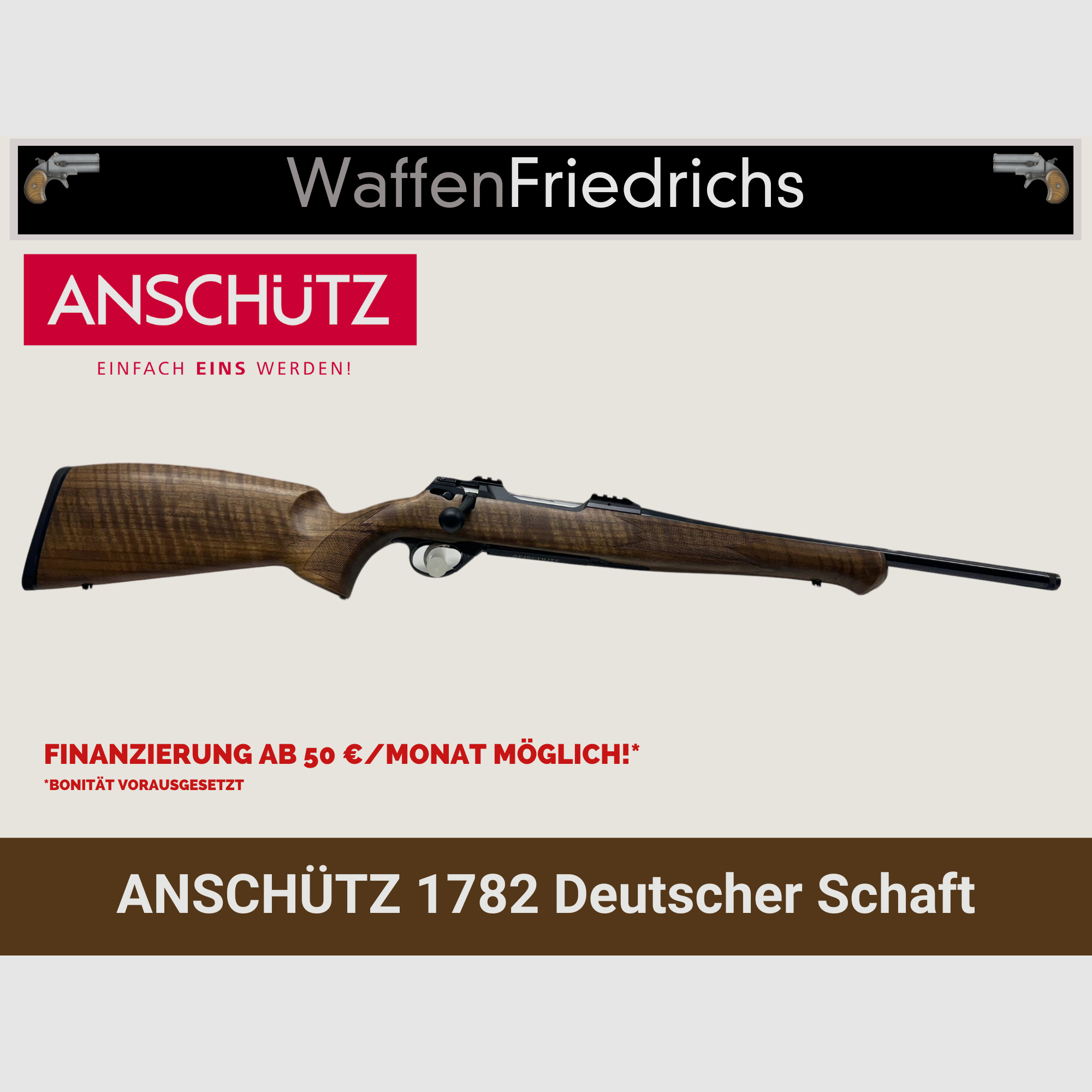 ANSCHÜTZ 1782 Deutscher Schaft - LL 47cm - Premium Holzklasse - WaffenFriedrichs