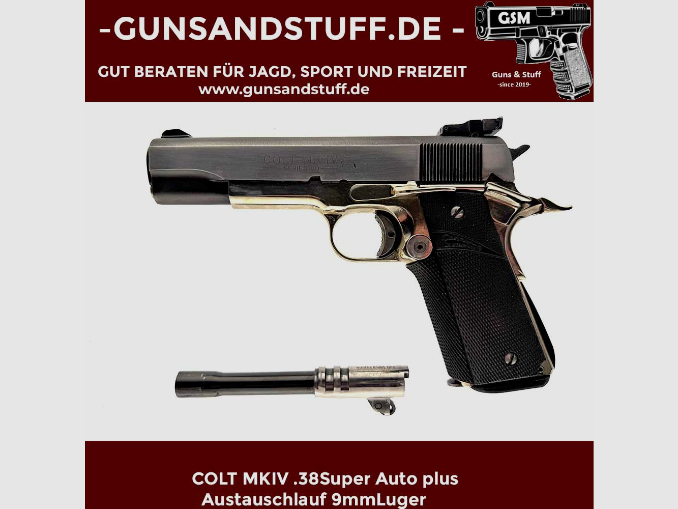 COLT MK IV Series 80 .38SuperAuto plus vervangloop 9mmLuger