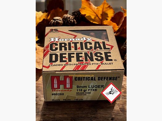 Cartucho Hornady Fangschuss FTX CD Cal. 9mm Luger 115 grs