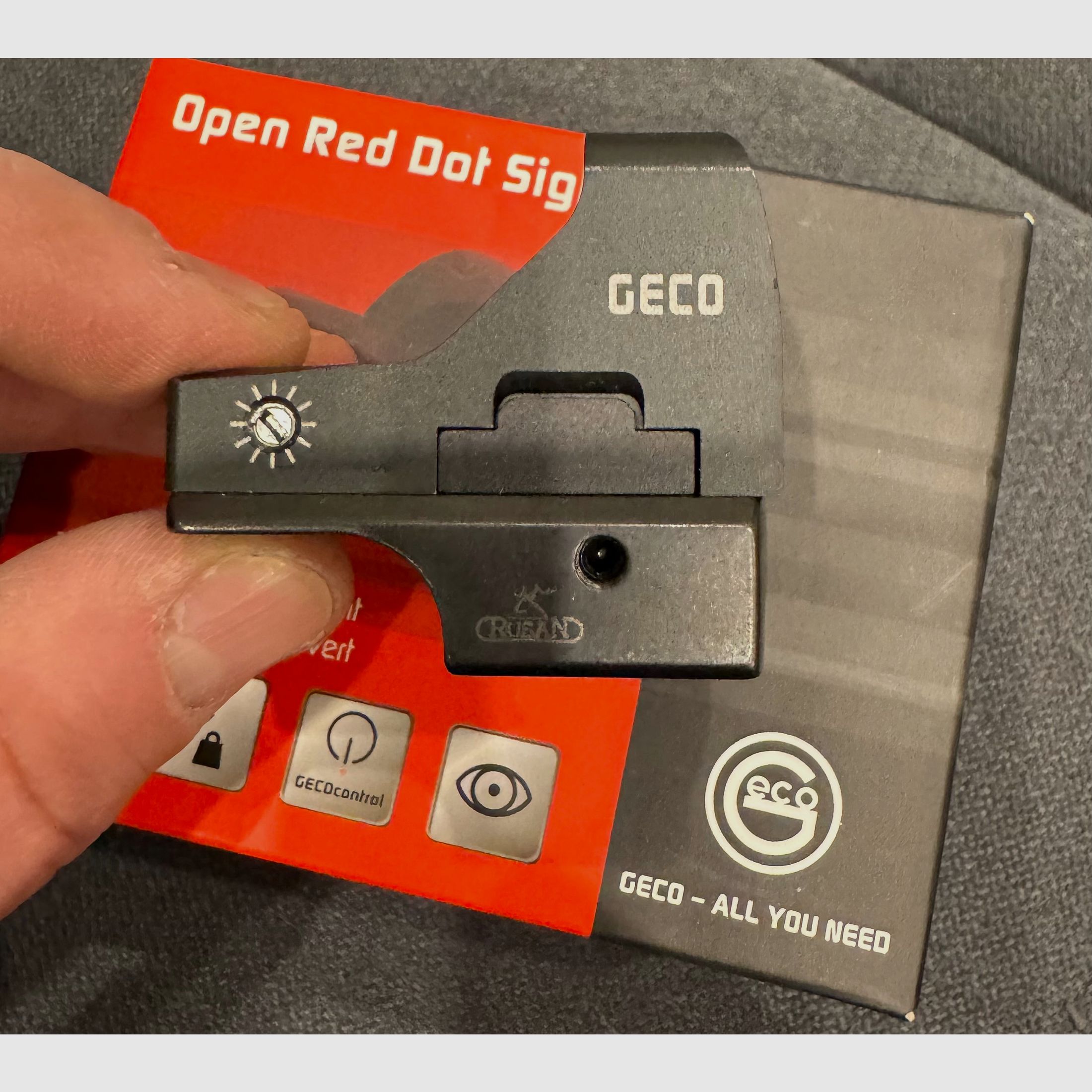 GECO Open Red Dot Sight - Visor de punto rojo 2 MOA con montaje Picatinny y OVP