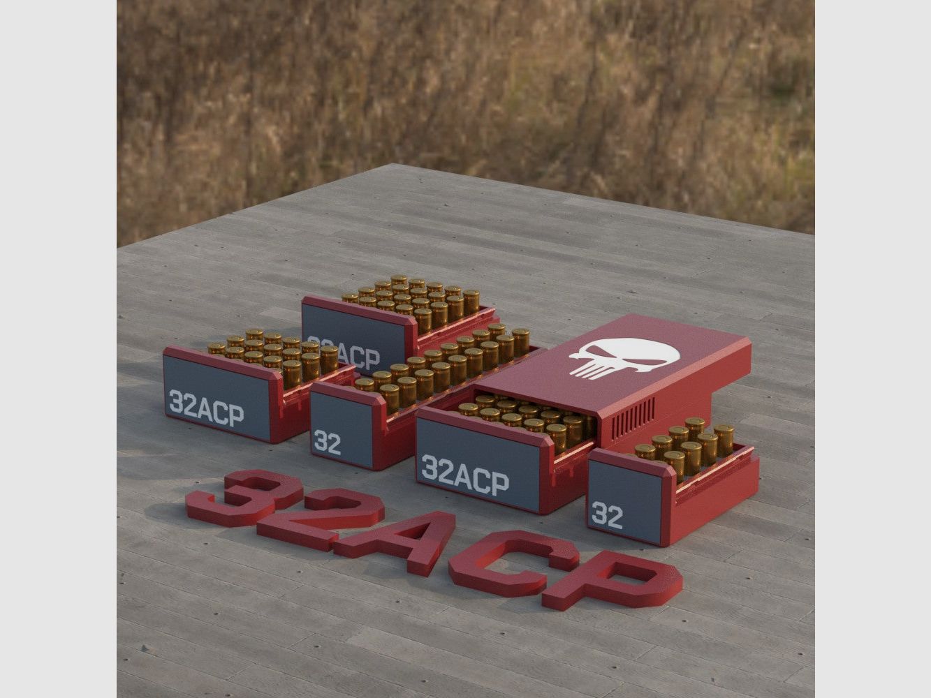 Filamelt scatola di munizioni / Ammo .32 ACP - scatola di cartucce per 50 colpi, Made in Germany
