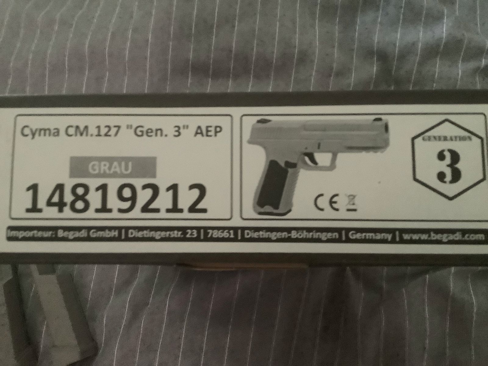 Cyma 127 Mosfed Edition 3 AEP  Pistole 0,5 joule in grau