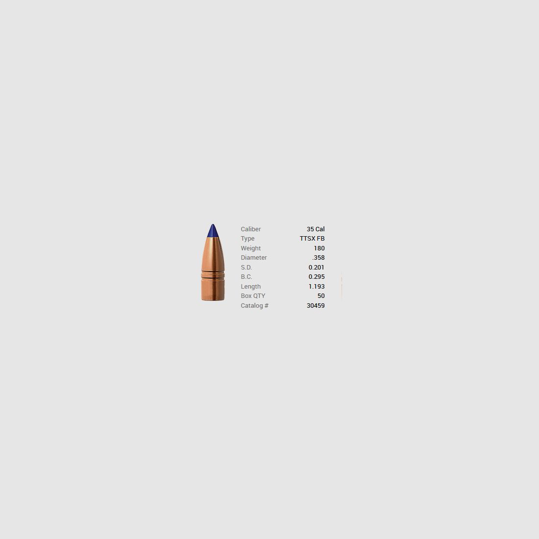 Barnes bullet .35/.358 180GR Tipped TSX Spitzer FB 50 pieces