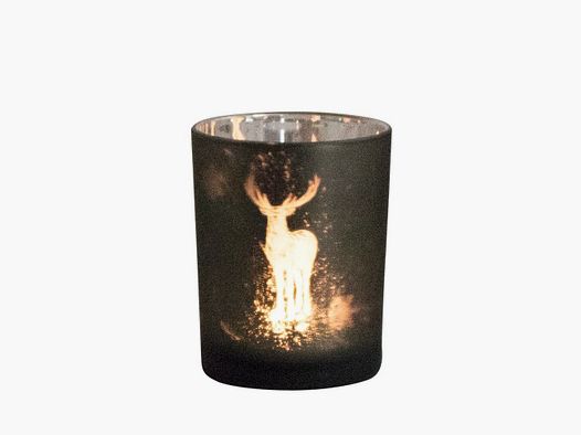 Lovergreen Dekoration Motiv Windlicht aus Glas Motiv: Hirsch gro