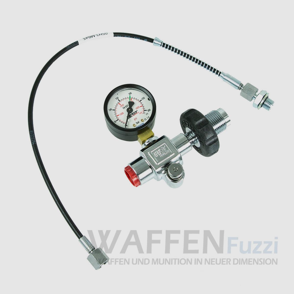 Manometro per aria compressa fino a 300Bar incluso tubo di riempimento da 450mm