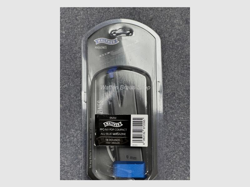Walther magazine 18 rounds, aluminum base blue * PDP Compact**, PPQ M-Series
