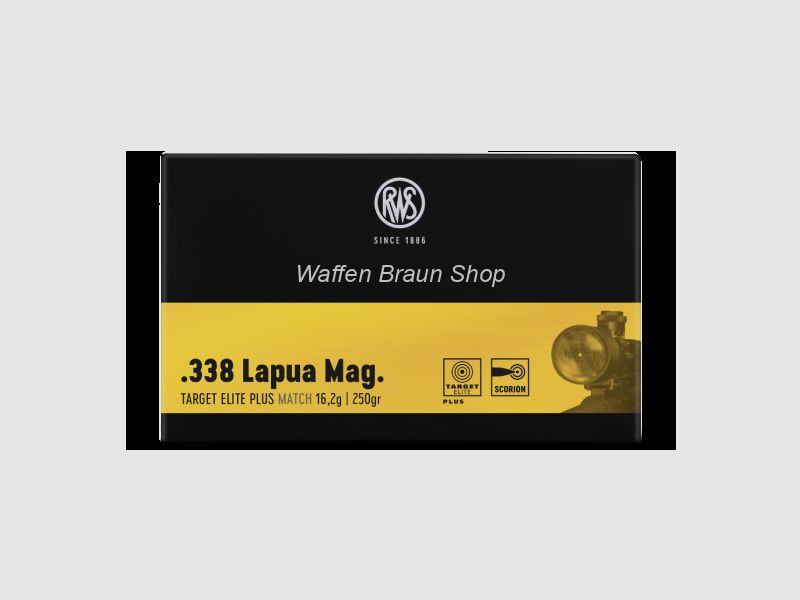 RWS .338 LAPUA MAG. TARGET ELITE PLUS 16,2g / 250 gr. 20 Stück