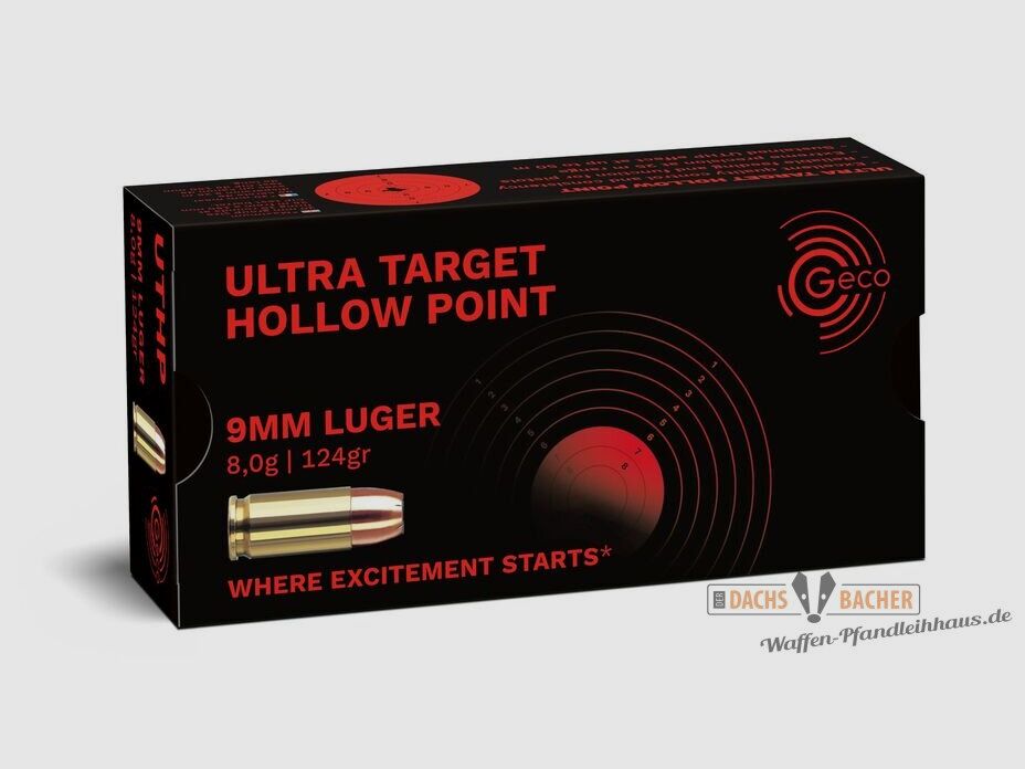 GECO 9 mm Luger UTHP Ultra Target Hollow Point 8,0g/124gr 50 cartouches