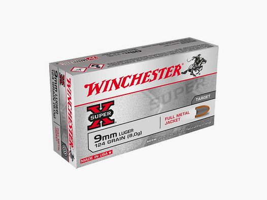 Winchester Super-X 9 mm Luger FMJ 124 gr - 50 Stk.