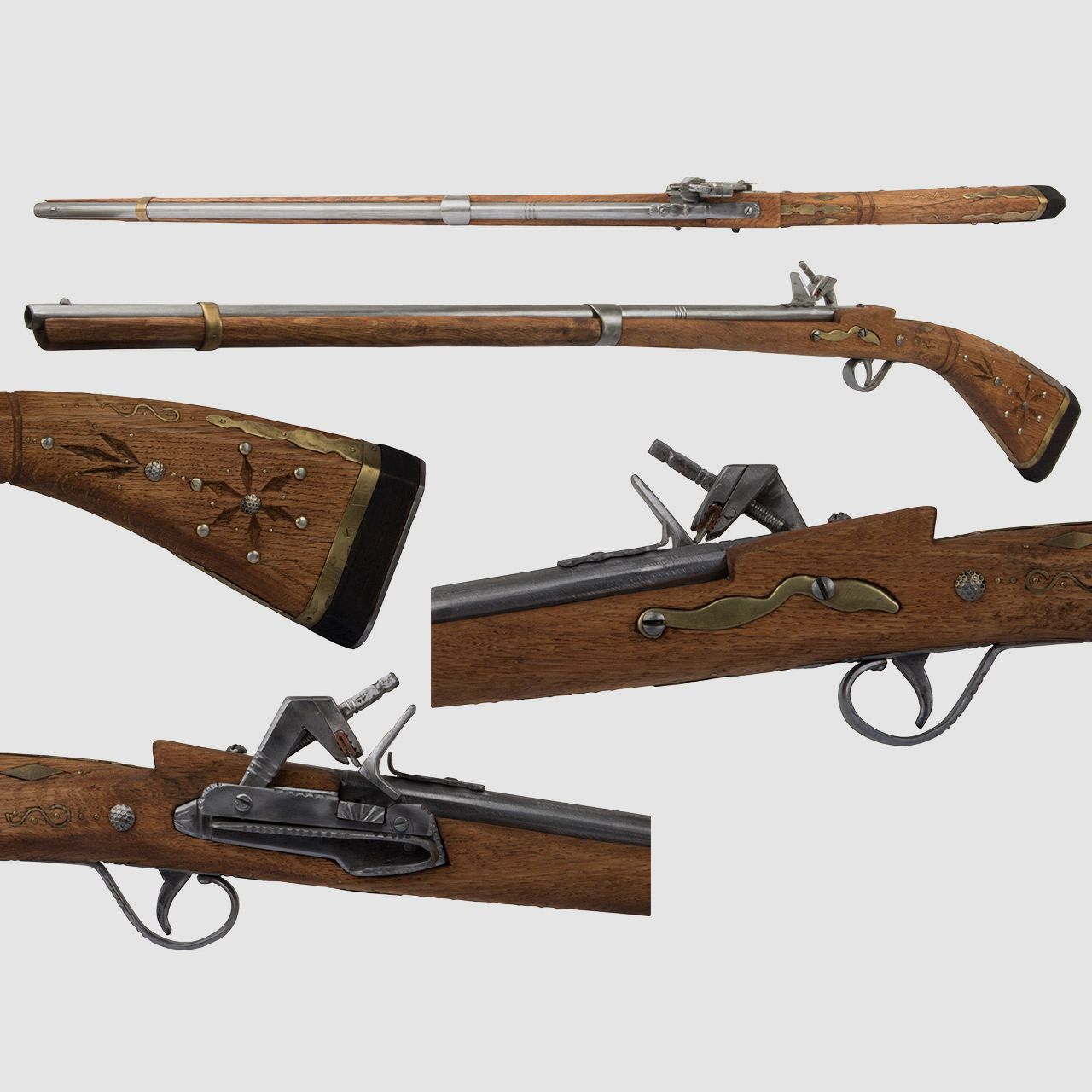 EinzelstĂĽck handgefertigtes Deko Steinschloss Vorderladergewehr TĂĽrkisches Design LĂ¤nge 130 cm