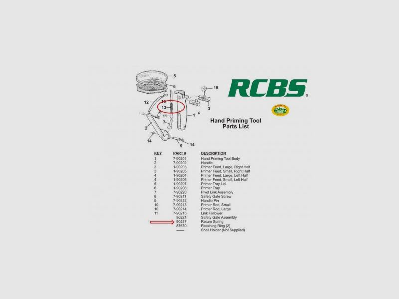 RCBS Feder Ersatz Zündhütchen manuell Nr. 13 7190217