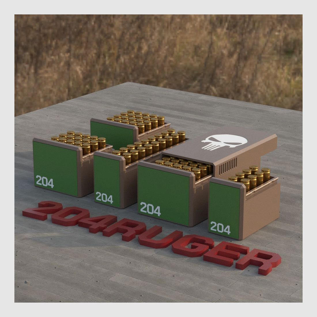 Filamelt skrzynka na amunicję / Skrzynka na amunicję .204 Ruger - skrzynka na naboje na 50 sztuk, wyprodukowana w Niemczech