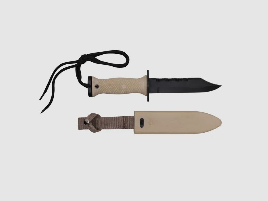 Coltello da combattimento MK3 della Marina degli Stati Uniti con fodero in plastica (replica) Khaki / Giallo sabbia