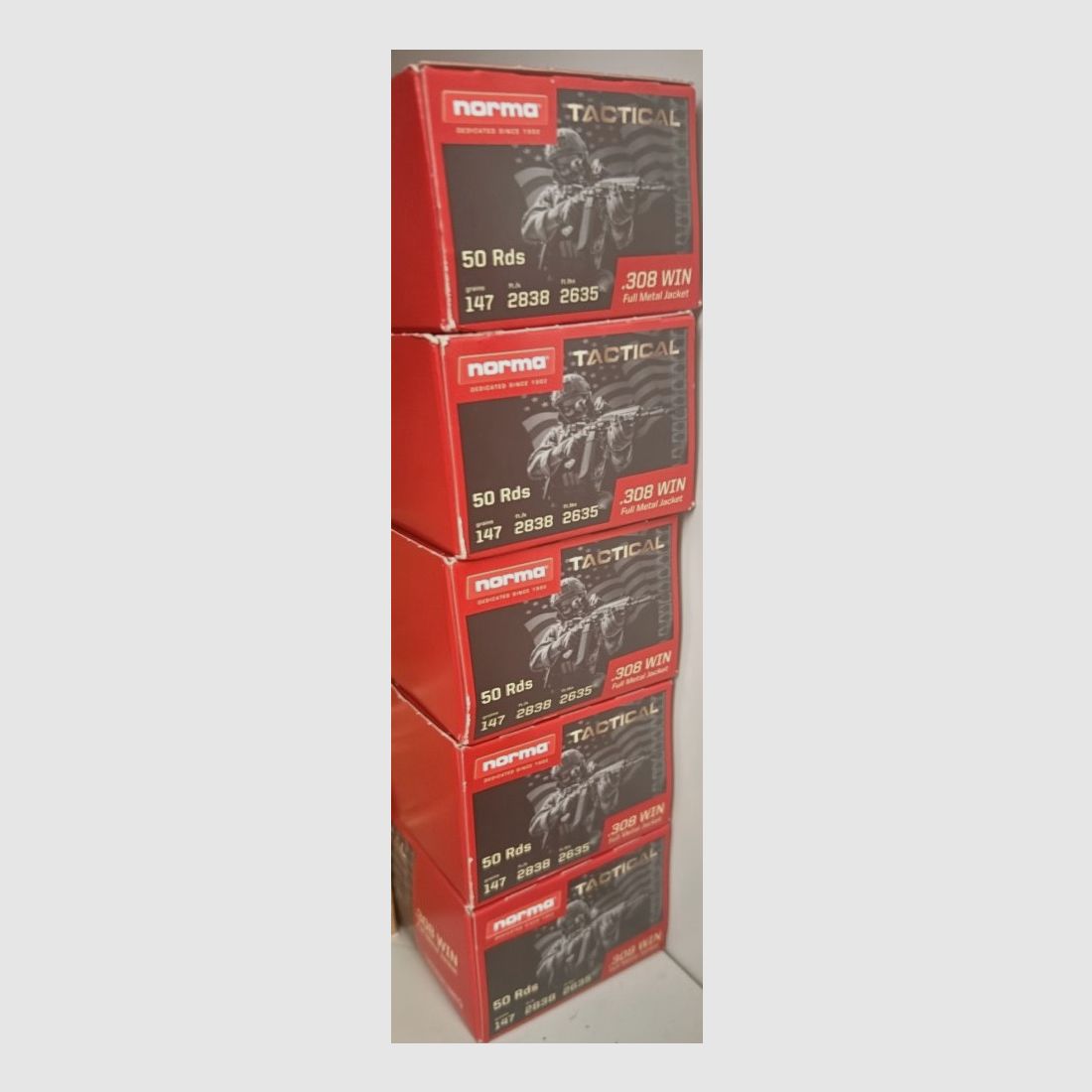 Norma .308 Win TACTICAL Vollmantel 9,5g/ 147 grain insgesamt 650 Schuss in versiegelter Originalverpackung