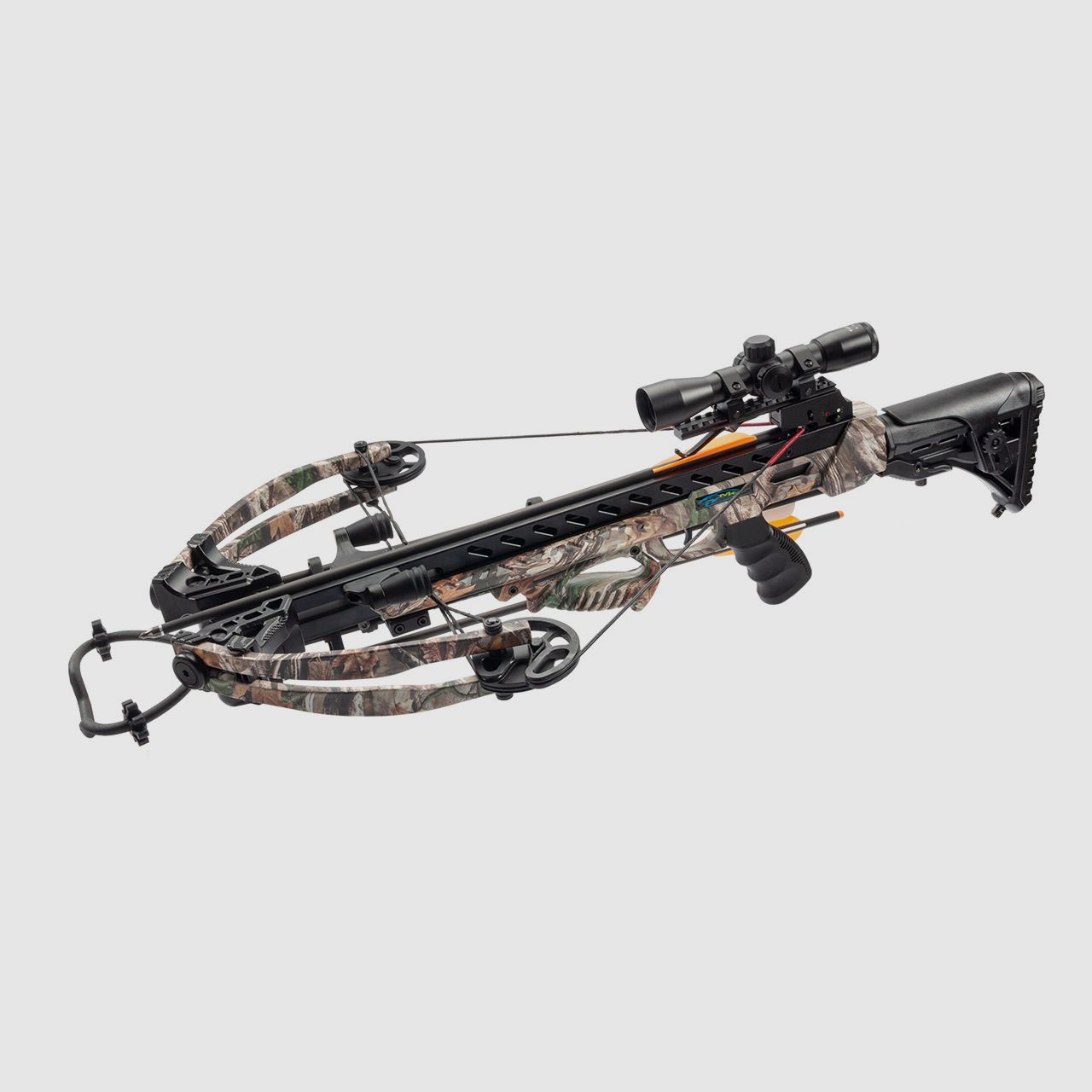 Compound Armbrust Man Kung MK-XB56 Frost Wolf 175 lbs Forest Camo inkl. Zielfernrohr 4x32 und ZubehĂ¶r (P18)