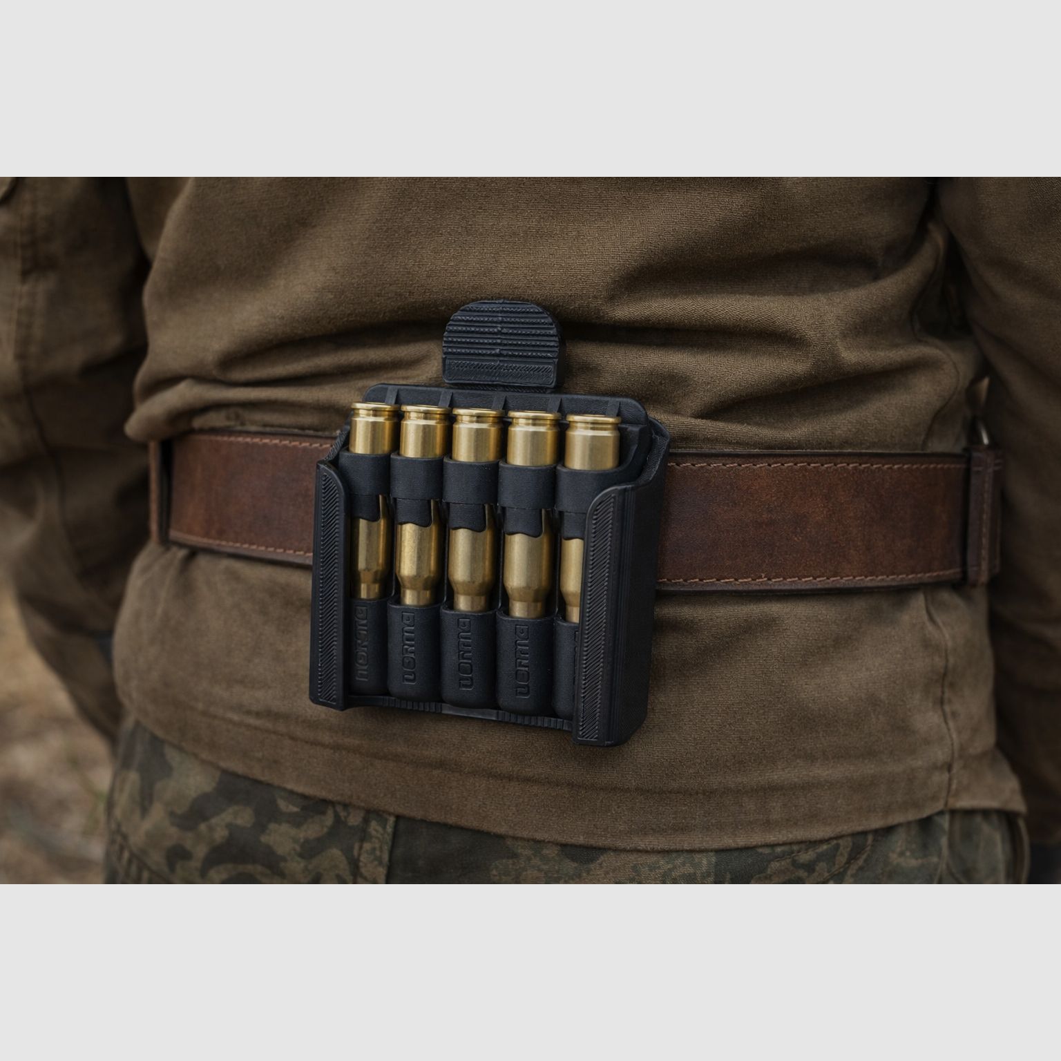 ALL CALIBERS - Belt holster ammunition holder for 5-shot clips - RWS GECO Norma S&B Lapua etc.