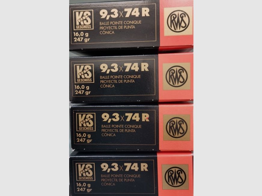 Cartridges 9.3 x 74R, pointed 16.0 g, 80 pieces, same serial number