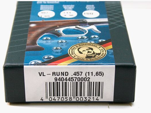 100 Stück H&N Vorderlader BLEI Rundkugeln VL RUND Kaliber: .457 | 11,65mm Schwarzpulver #94044540002