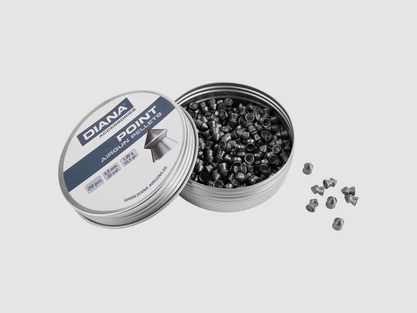 DIANA pointed diabolo smooth 5.5mm 1 gram / 15.4grs 250 pieces