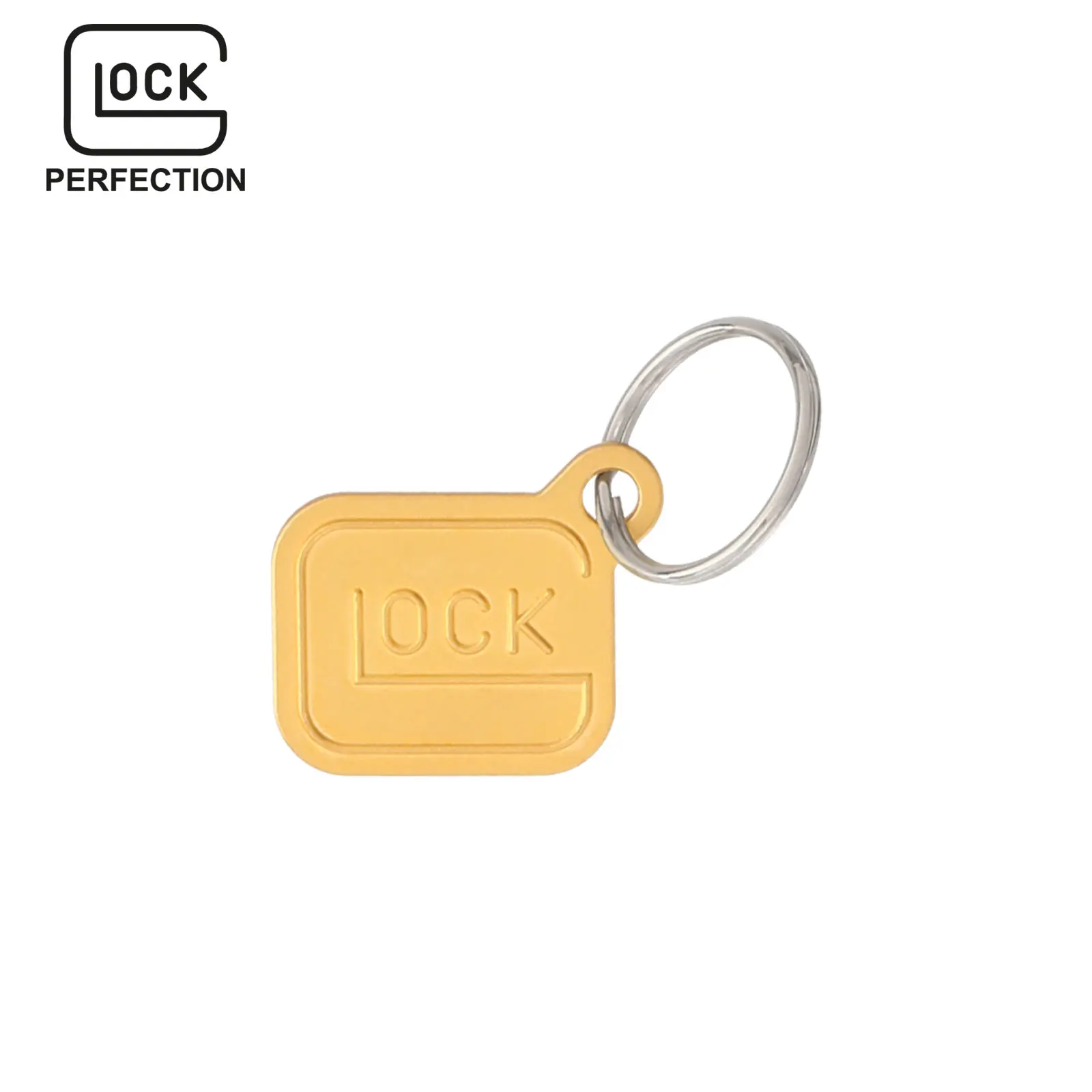 Glock keychain "Logo" - gold-plated metal - gold - approx. 2.8 × 2.4 cm