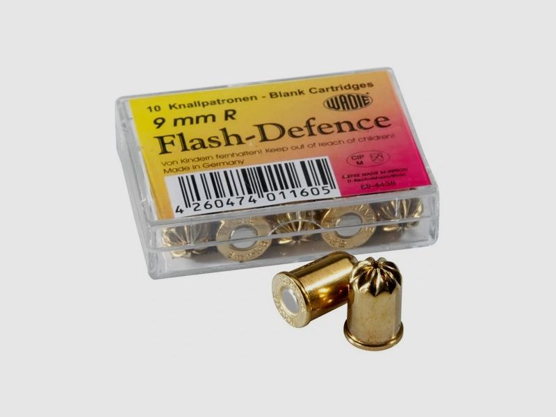 Cartuchos de fogueo Flash Defence 9 mm R para revólver 10 disparos