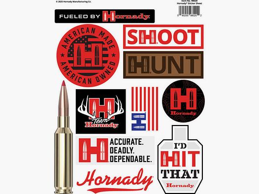 Hornady Sticker Sheet American Made American Owned #98020
