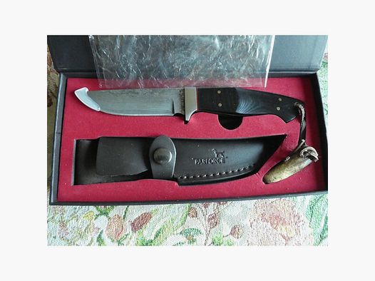 Damastmesser Parforce Rhamboss m.Lederscheide, 73 Lagen,Kern 440 C Stahl NEU ,in OVP