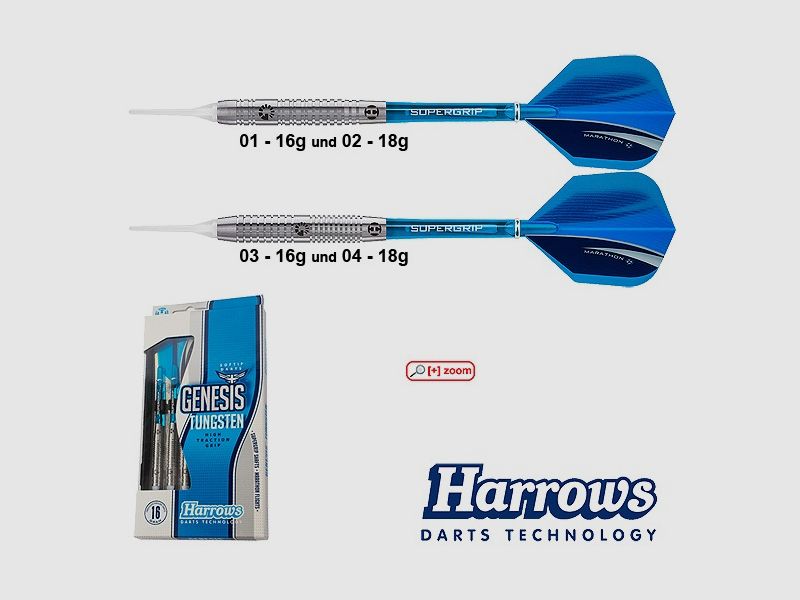 Harrows Darts Technology Genesis Tungsten Soft 16g Dart & Accessories