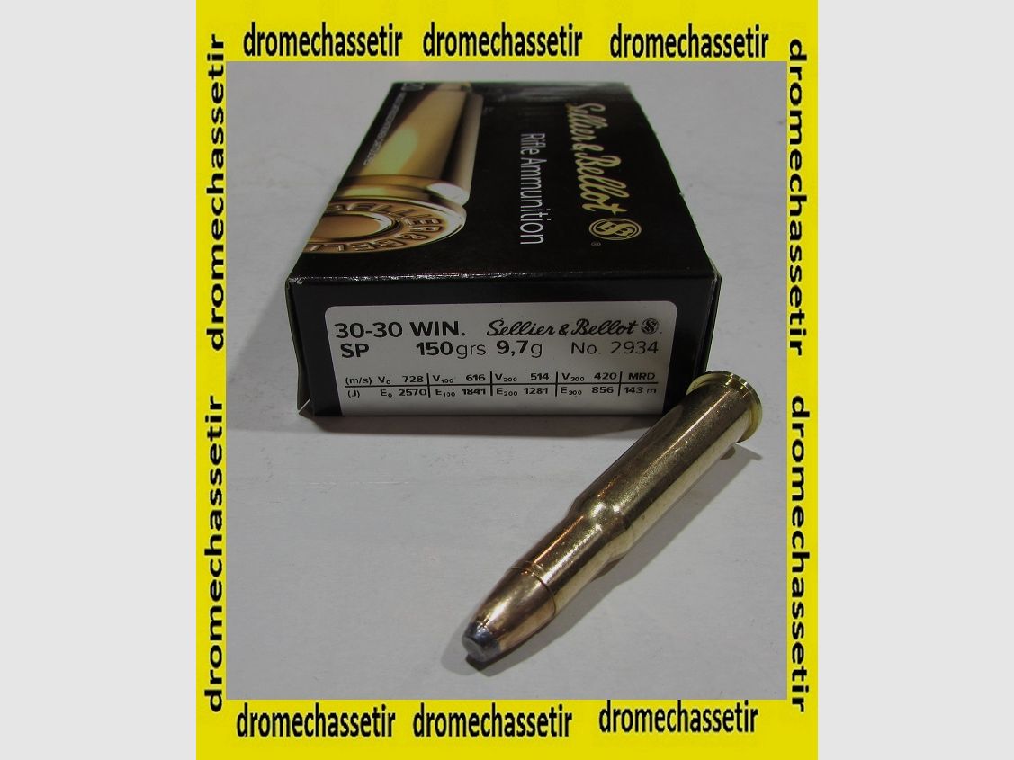Box mit 20 Patronen im Kaliber .30-30 Winchester Sellier & Bellot 150 grains SP