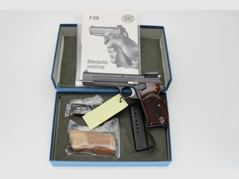 SIG P210-6 pistool met 2 magazijnen, 2 grepen en originele doos 9mm Luger