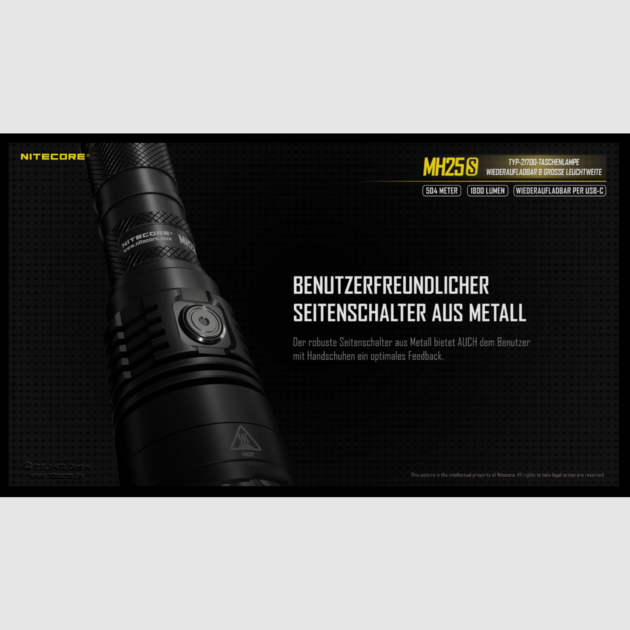 Nitecore MH25S LED Taschenlampe 1800 Lumen
