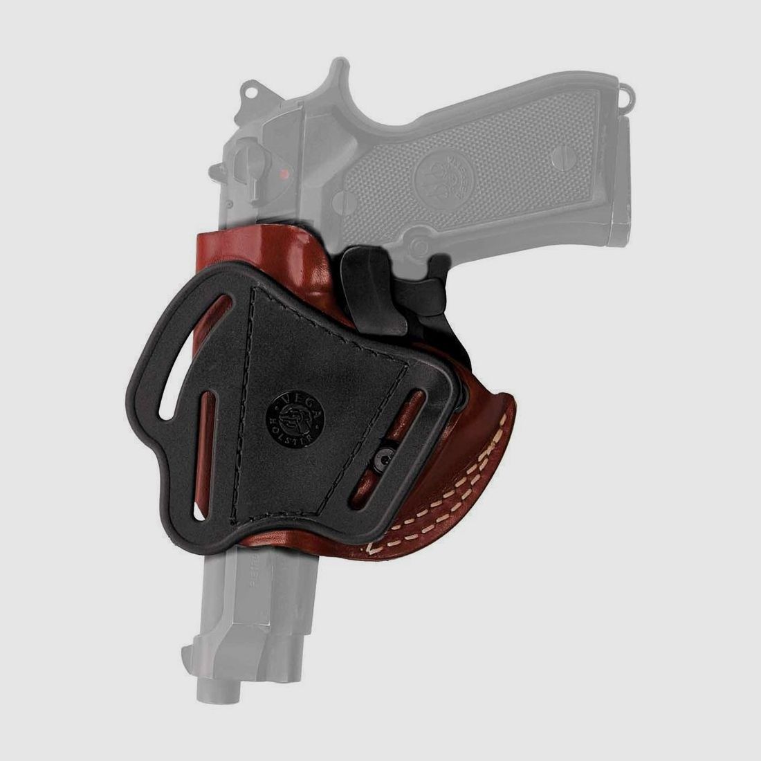 Techno-Loop-Holster mit Sicherung Beretta /92 /96 /98,CZ 75 SP01/75/85,Taurus PT 92/99/100/101 Without Rail,Tanfoglio Force,Zoraki 918 Schwarz Rechtshänder