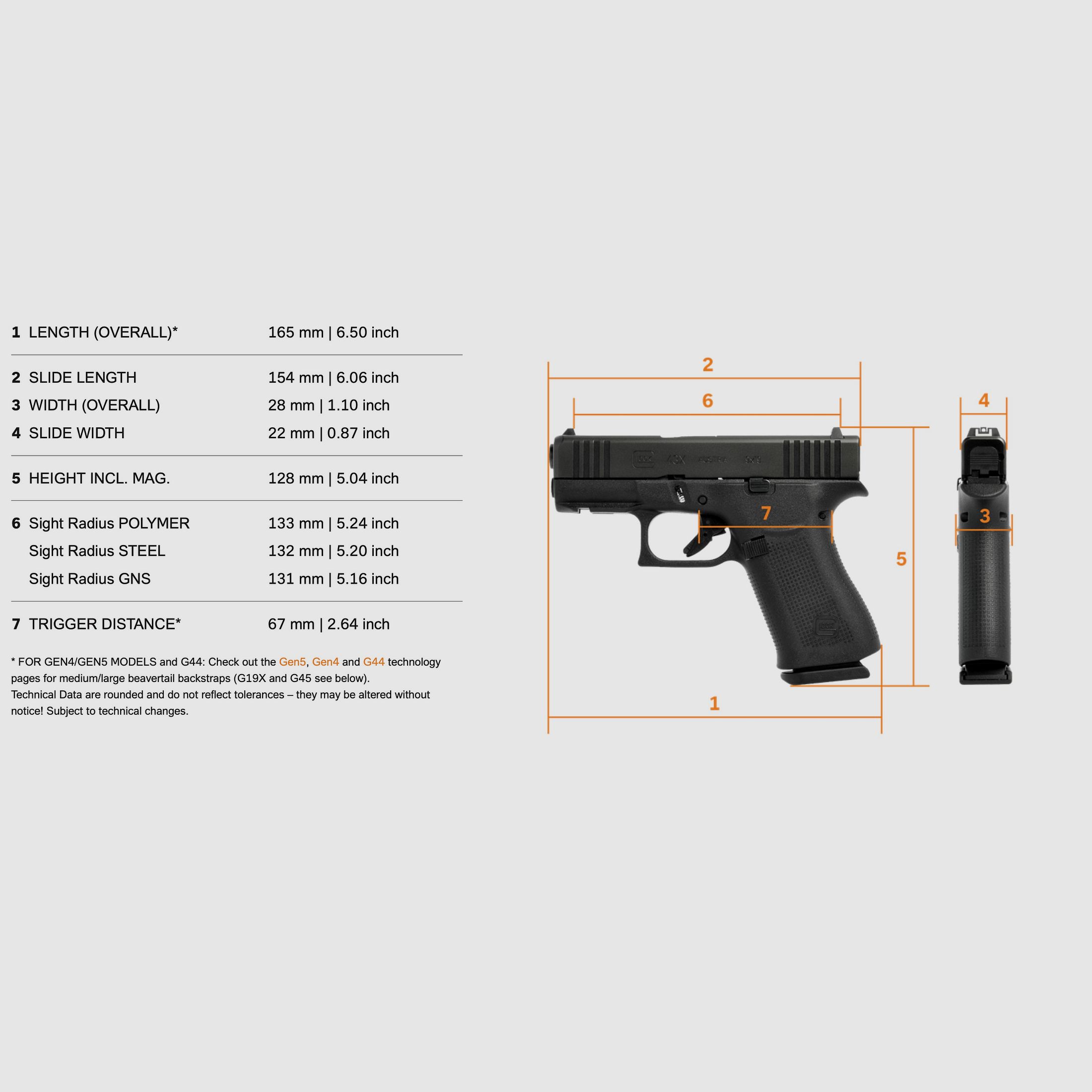 Glock 2412706 Pistole 43X 9mm Luger R/FS Black