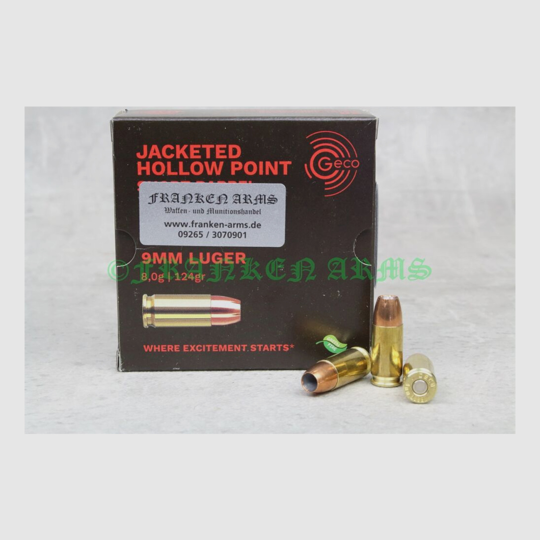 Geco 9mm Luger ogive creuse SX 124gr. 8,0g 20 pièces prix dégressifs