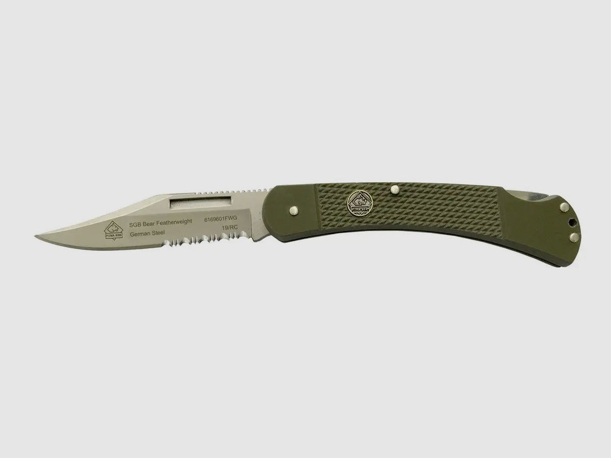 PUMA SGB Bear Featherweight olivgrün G10 mit Sägezahnung