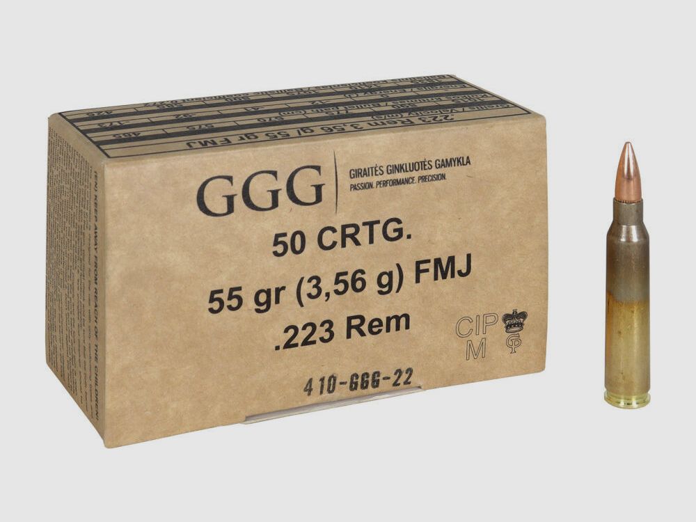 GGG .223 Rem. FMJ BT 3,6g/55grs. *1200 Schuss* 