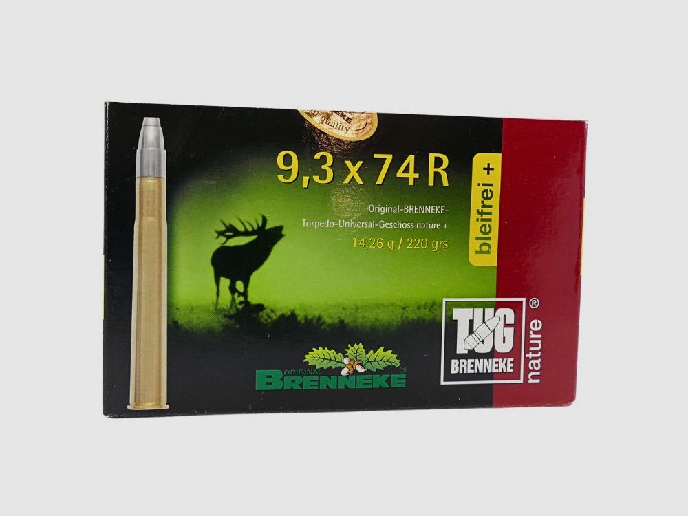 Brenneke 9,3x74R TUG Nature + - 14,26g/220grain Büchsenpatronen Bleifrei