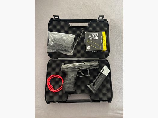 Pistola Walther PPQ M2 CO2-RAM Cal. 43 negra incluida Rubber Balls, cápsulas de CO2
