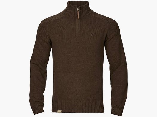 Herren-Jagdpullover HARKILA VINCENT MERINO HALF ZIP PULLOVER DEMITASSE BROWN