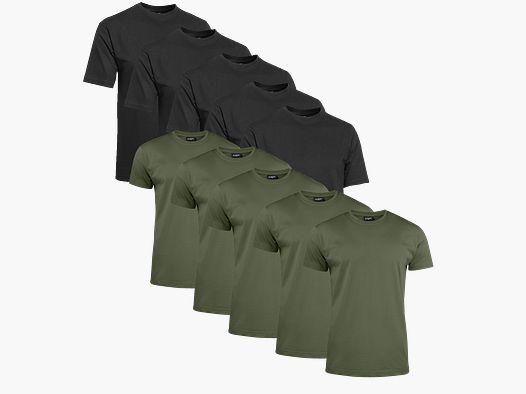 Clique T-Shirt Herren 10er-Pack Schwarz/Militärgrün