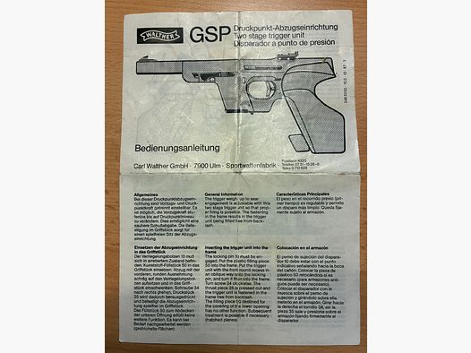 Walther Druckpunkt-Abzugseinrichtung Bedienungsanleitung