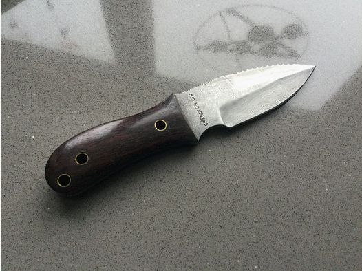 Coltello da caccia, coltello, lama fissa, acciaio damascato, di alta qualità, molto bello
