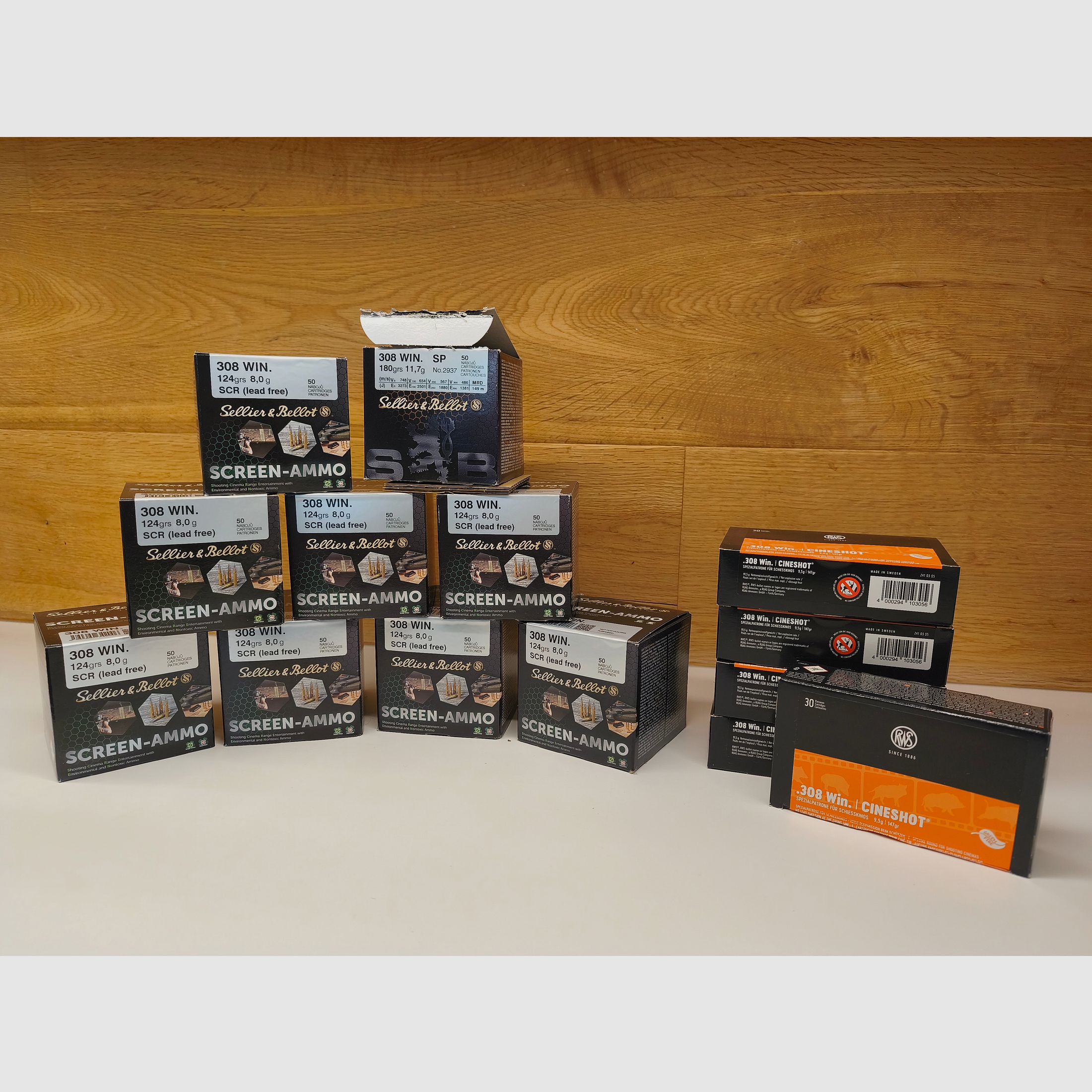 582x .308 Win – Munitionspaket für Schießkino –  Sellier & Bellot, RWS –  85,8 ct/Schuss