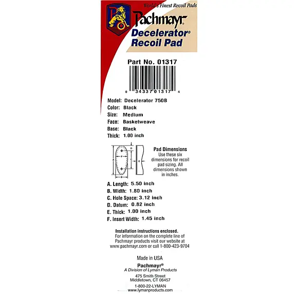 Pachmayr D750B Recoil Pad para Escopetas, imagen 15 de 16