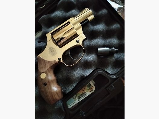 Colt Revolver 24 Karat vergoldet Smith & Wesson mit 58 Platzpatronen und Rechnung und Garantie