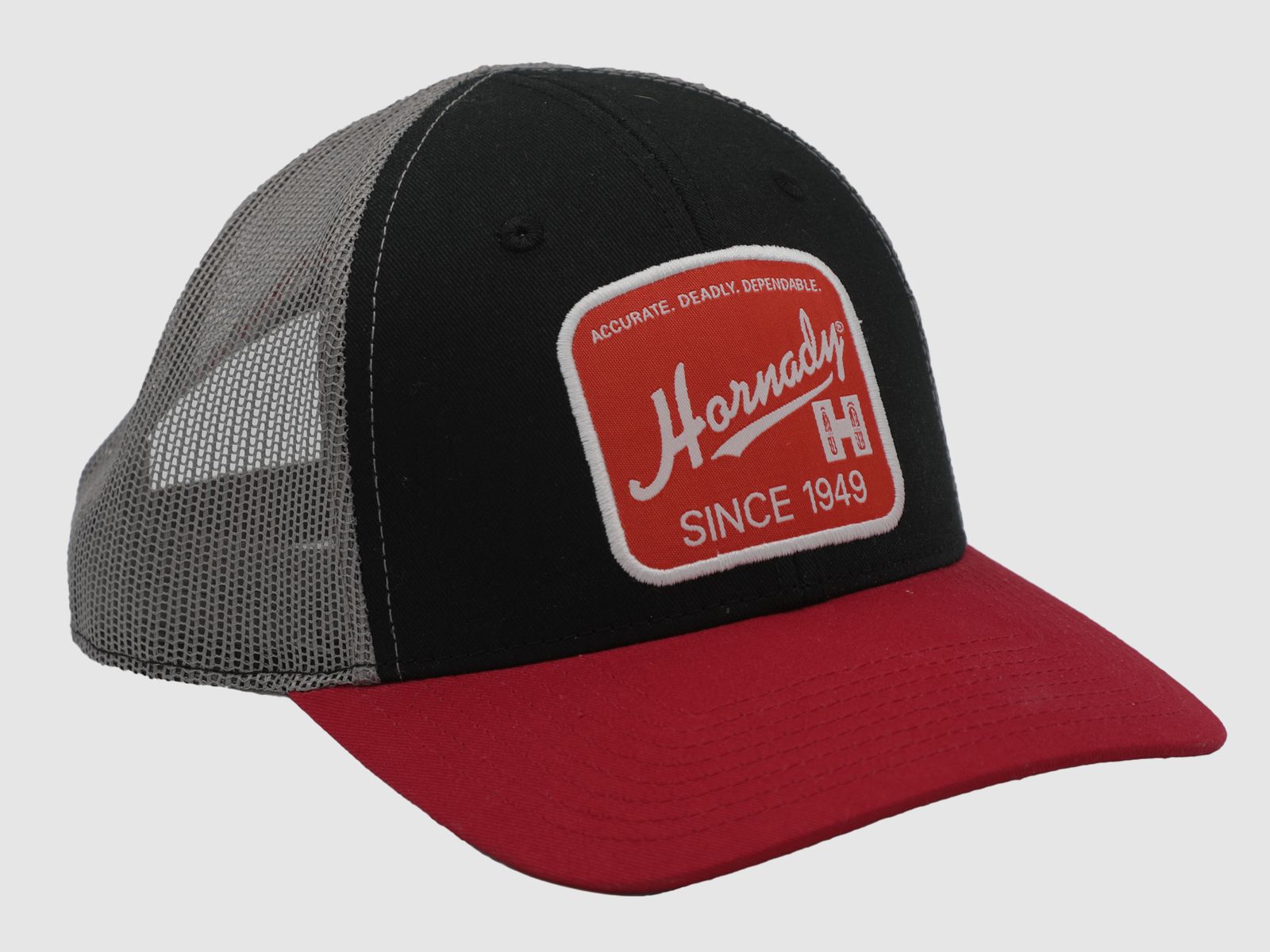 Casquette Hornady Shield Retro Tri-Color Noir Gris Rouge "Depuis 1949"