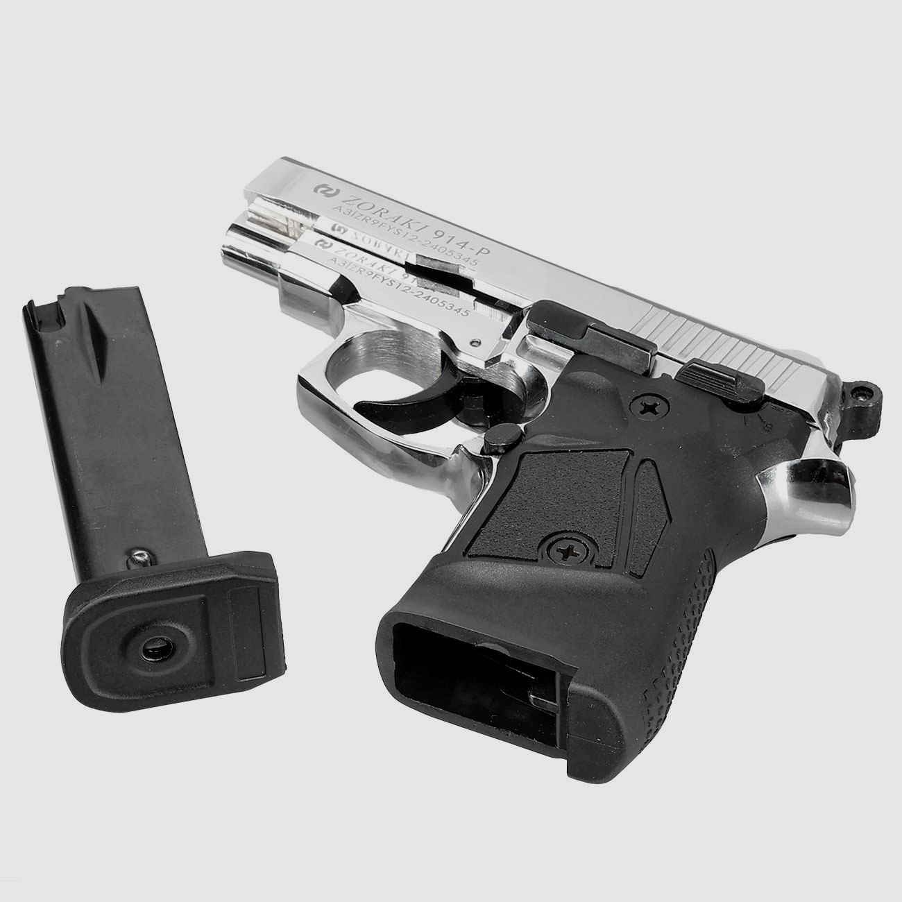 ZORAKI 914 Chrome PTB 9mm P.A.K. – Strzał z przodu - Wysyłka w całej UE