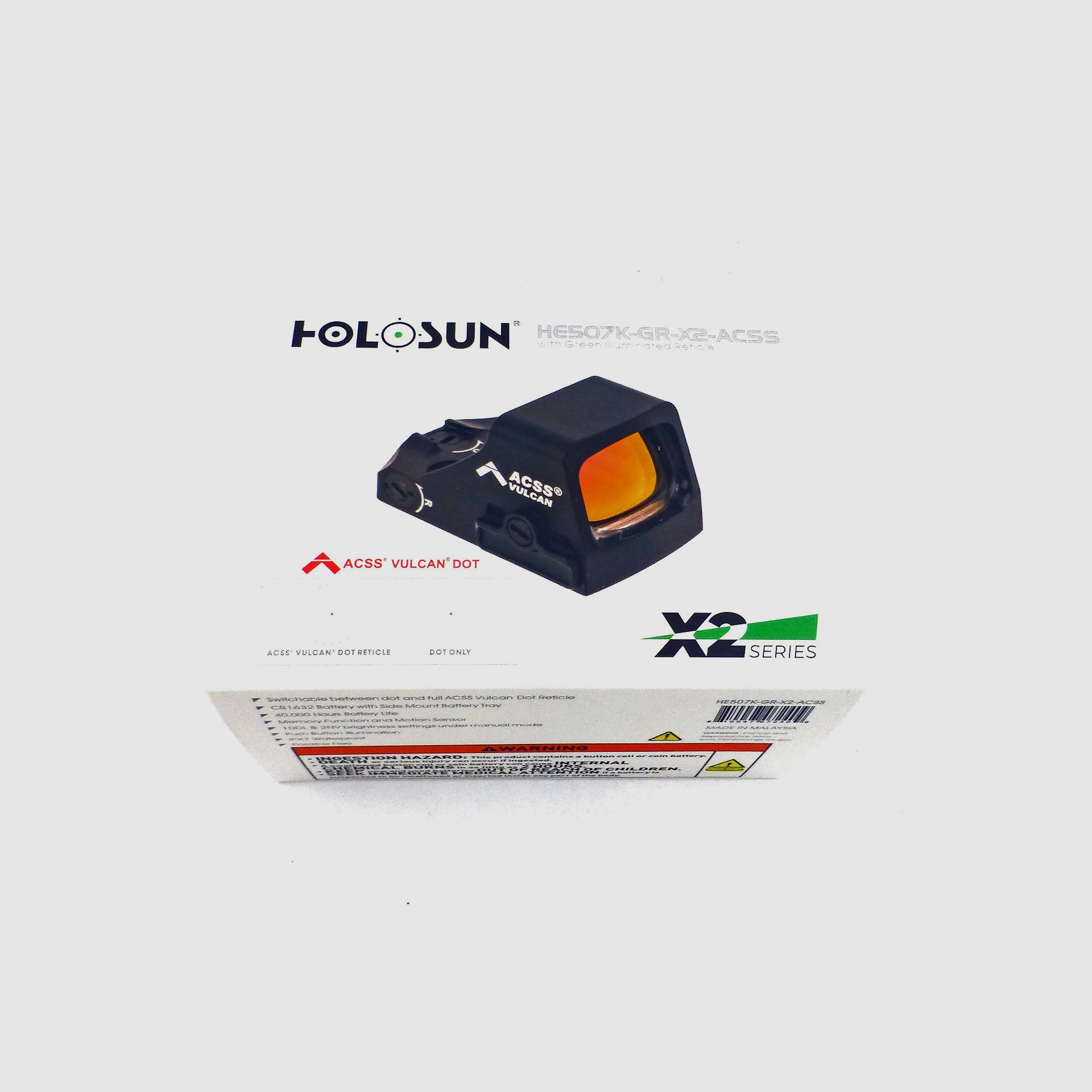 Vorsatz HOLOSUN HE507K GR-X2 Grünpunktvisier ACSS Vulcan, Bild 2 von 3