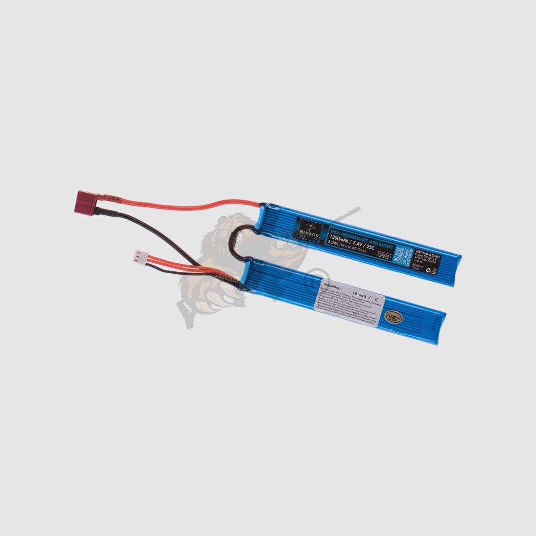 Nimrod Airsoft LiPo Akku 7.4V 1300mAh, 25C zweiteilig - T-Plug